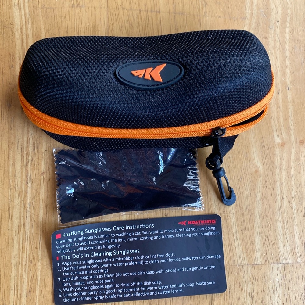 KastKing Black w/Orange Trim, Sunglasses Hard Case Protector, Zipper, Belt Clip